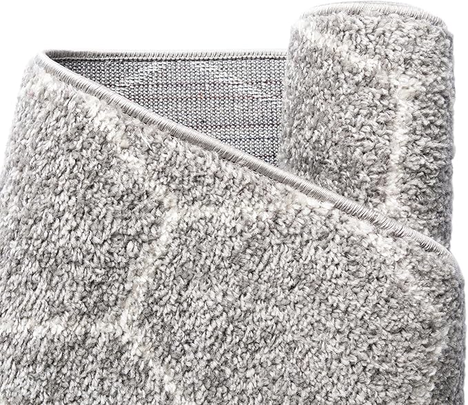 Unique Loom Trellis Frieze Collection Area Rug - Geometric (3' Round, Light Gray/ Ivory)