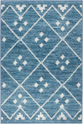 Dash and Albert Kota Machine Washable Area Rug - 4' x 6' Indigo - Diamond Accent Rug - Anti-Slip Backing, Lightweight, Machine Washable, High Traffic Areas Kitchen, Mudroom, Laundry Room