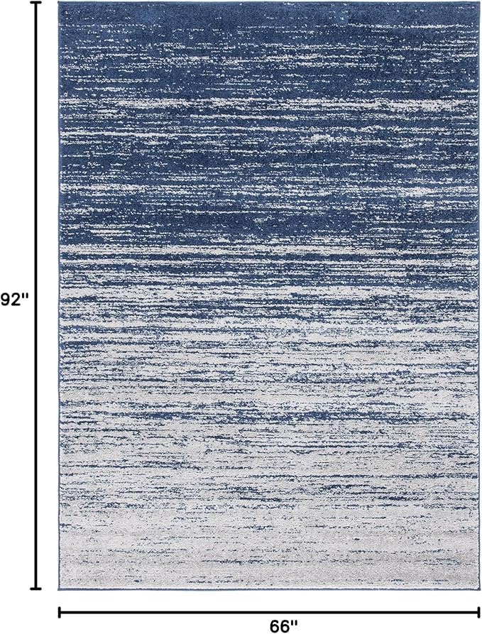 SAFAVIEH Adirondack Collection Area Rug - 5'5" x 7'7", Navy & Grey, Modern Ombre Design, Non Shedding & Easy to Clean, Ideal for Living Room, Bedroom, Office, Dining Space (ADR113E)