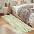 MUJOO Washable Runner Rug 2x6,Modern Abstract Area Rugs for Hallways Kitchen Bedroom Entryway Bathroom Laundry,Non Slip Carpet Long Mat Indoor,Low Pile Throw Rug Accent Neutral Green