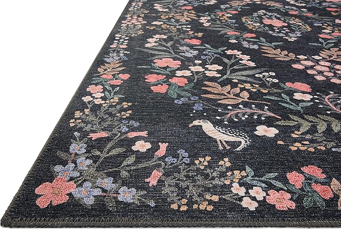 Loloi Rifle Paper Co. Maison Collection MAO-04 Tuileries Black 3'-9" x 5'-6", .19" Pile Height, Accent Rug