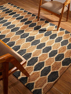 Rugsotic Carpets Hand Woven Flat Weave Kilim Wool ECO-Friendly Area Rugs - 5'x8', Rectangle Shape, Gold Color, Solid Plain Design, Low Pile Handmade Area Rugs for Living Room, Bed Room (D00111)