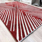 Alfa Rich 4x6 Geometric Red Burgundy Off White Washable Area Rugs for Living Room Bedroom Cotton Rug