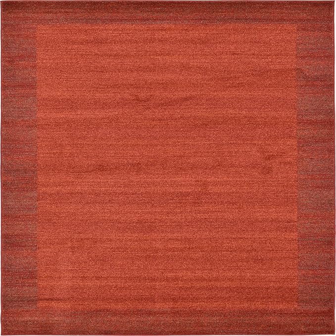 Rugs.com Angelica Collection Rug – 8 Ft Square Terracotta Medium Rug Perfect for Living Rooms, Kitchens, Entryways