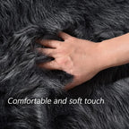 Latepis Dark Grey Rugs for Living Room Sofa 5x6.7 Faux Sheepskin Rug for Bedroom Plush Fluffy Rug Room Décor, Furry Rugs, Rectangle