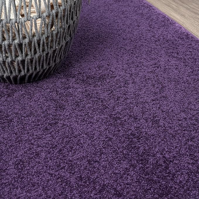 Eyely UES100N-15 Supersoft Haze Solid Low-Pile Indoor Area Rug, Coastal, Bohemian, Minimalist, Classic, Casual for Bedroom,Kitchen,Living Room,Non Shedding,Easy-Washing, Purple, 12 X 15