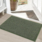 BEQHAUSE Dirt Trapper Door Mat 20" x 32", Non-Slip Washable Doormats Entrance Mat, Dirt Resistant and Absorbent Welcome Mat, Low Profile Floor Mats for Front Back Door and Entryway, Green