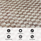Rugshop Beige Checkered Area Rug – Textured Grid Pattern Carpet for Living Room, Bedroom, or Office – Neutral Contemporary Soft Floor Décor 5' x 7' Beige
