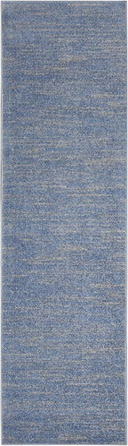 Nourison Home Nourison Essentials Blue Grey 2'2" x 7'6" Area Rug - Easy Clean, Non Shedding, Bed Room, Living Room, Dining Room, Kitchen (8' Runner)