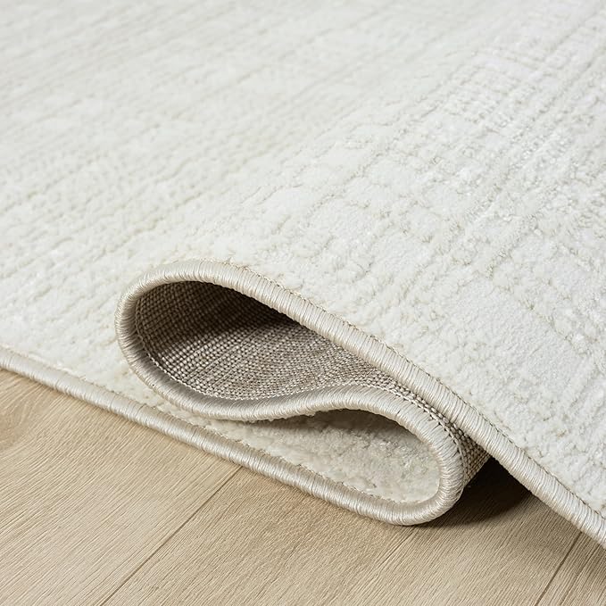 Abani Cream Area Rug - 4' x 6' - Living Room & Bedroom - Textured Weave Design - Indoor Use - Easy to Clean, Stain Resistant, Non-Shedding - Neutral Collection