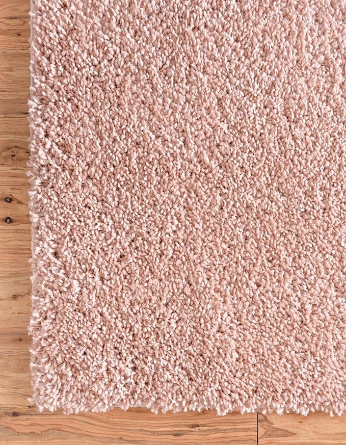 Unique Loom Davos Shag Collection Area Rug - Solid (2' 7" x 16' 5" Runner, Dusty Rose)