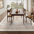 zesthome 4x6 Rug - Stain Resistant Washable Rug, Anti Slip Backing Rugs for Living Room, Foldable Vintage Small Area Rugs(Orange,4'x6')