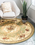 Rugs.com Chateau Collection Rug - 3 Ft Round Green Medium Pile Rug