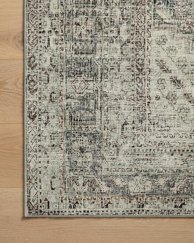Loloi Magnolia Home by Joanna Gaines Sinclair Collection SIN-04 Natural/Sage 2'-3" x 9'-6", .25" Pile Height, Machine Washable, Runner Rug