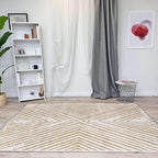 Alfa Rich 4x6 Geometric Gold Off White Washable Area Rugs for Living Room Bedroom Kitchen Cotton Rug