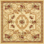 Unique Loom Versailles Collection Traditional Classic Floral Motif Area Rug (6' 0 x 6' 0 Square, Ivory/ Tan)