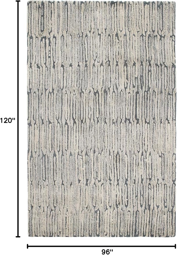 Dash and Albert Malone Everglade Hand Tufted Wool Rug, 8 X 10 Feet, Blue Graphic Pattern - Premium Luxury Hotel Quality Soft Breathable Hypoallergenic Machine Washable Easy Care All Season
