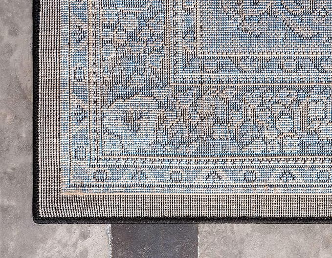 Unique Loom Reza Collection Traditional Persian Style Area Rug, 2 ft 7 in x 10 ft, Black/Beige