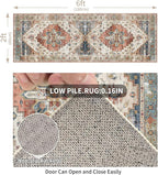 Enkor Runner Rugs for Hallway, 2x6 Washable Soft Non Slip Floor Rugs for Kitchen, Modern Mat for Living Room Bedroom Entryway Beige & Red