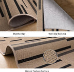 Tangsoo Stripe Easy Jute Rug,Ultra Thin 3x5 Washable Area Rug for Bedroom,Non-Slip Black Indoor Outdoor Rug Modern Low Pile Carpet Farmhouse Non Shedding Mat for Patio Backyard Entryway