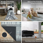 Bloom Rugs Washable Non-Slip 3' x 5' Rug - Gray Striped Area Rug for Living Room, Bedroom, Dining Room, and Kitchen - Exact Size: 3' x 5'