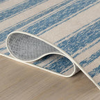 Dash & Albert Vion Blue Machine Washable Rug, 2 X 3 Feet, Blue/Grey Stripe Pattern