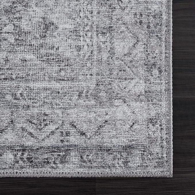 Bloom Rugs Washable 8' x 10' Rug - Ivory/Silver Gray Traditional Area Rug for Living Room, Bedroom, Dining Room, and Kitchen - Exact Size: 8' x 10'