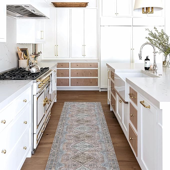 Washable Area Rug. Modern Farmhouse. Vintage. Turkish. Bohemian. Distressed. Oriental. Traditional. Rugs for Living Room. Dining. Bedroom. Office. Entryway. Foyer. (863BM, 2'5" x 4'9")