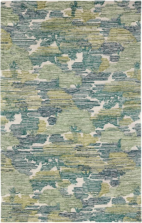 Dash & Albert Ladycross Green Hand Hooked Wool Rug, 8.5 X 11.5 Feet, Green Graphic Pattern