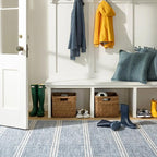 Dash and Albert Malta Blue Machine Washable Area Rug - 5' x 8' Blue Stripe Washable Accent Rug - Durable, High Traffic Areas Kitchen, Mudroom, Hallways