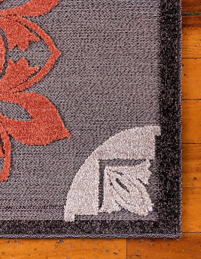 Unique Loom Outdoor Modern Collection Area Rug - Chicago (7' 1" x 10' Rectangle, Brown/ Orange)