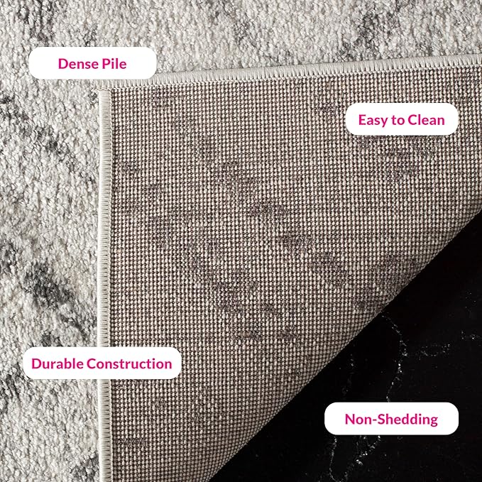 SAFAVIEH Adirondack Collection Area Rug - 10' Square, Light Grey & Grey, Modern Diamond Distressed Design, Non-Shedding & Easy Care, Ideal for High Traffic Areas in Living Room, Bedroom (ADR131C)