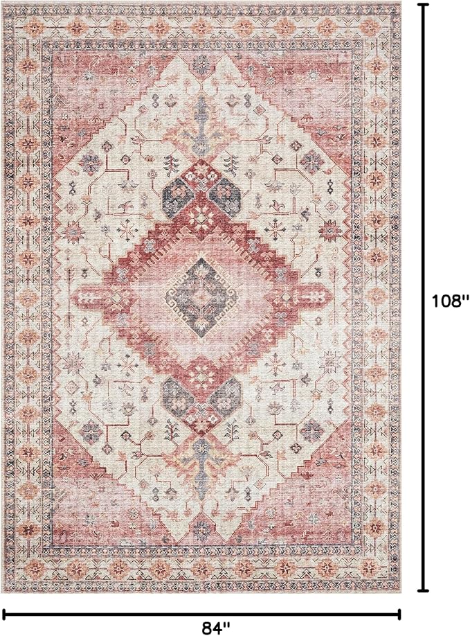 Loloi Skye Collection SKY-02 Ivory/Berry 7' x 9' Oval Area Rug