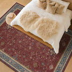 Oriental 8x10 Large Area Rugs for Living Room - Burgundy Rug for Bedroom Under Bed, Dining Room Under Kitchen Table, Washable Soft Non Slip Unique Indoor Décor