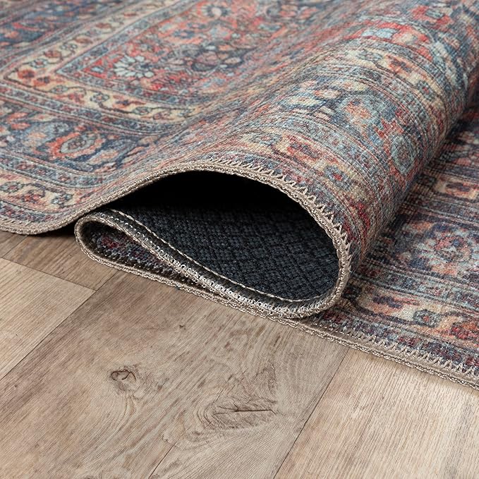 Bloom Rugs Washable Non-Slip 5' x 7' Rug - Multicolor Traditional Medallion Area Rug for Living Room, Bedroom, Dining Room, and Kitchen - Exact Size: 5' x 7'