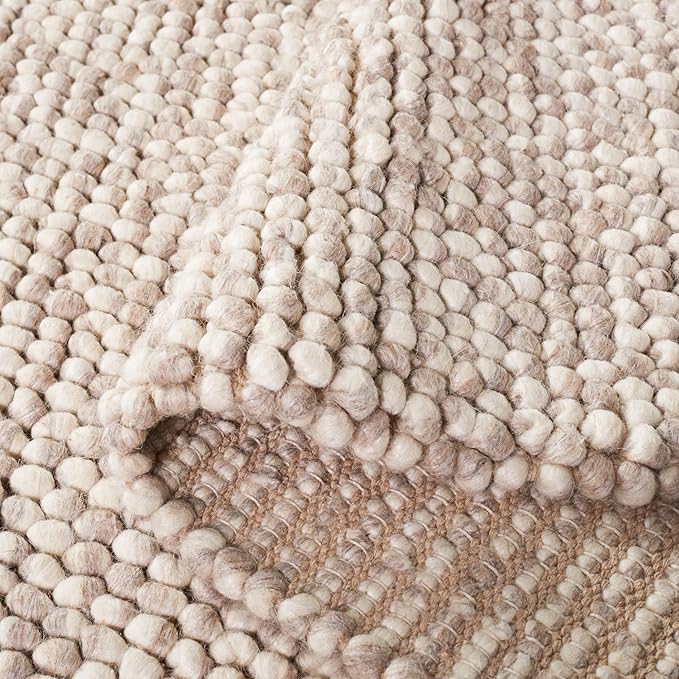 SAFAVIEH Natura Collection Area Rug - 3' Square, Beige, Handmade Wool Blend, Textured Design, Ideal for Living Room, Bedroom, Dining Space (NAT620B)
