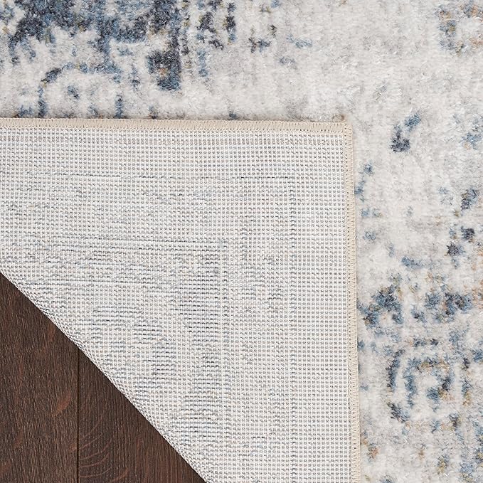 Nourison Home Astra Machine Washable Ivory Blue 6'7" x 9' Area Rug - Easy Clean, Non Shedding, Bed Room, Living Room, Dining Room, Kitchen (7' x 9')