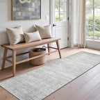 Valenrug Washable Rugs 2x8 - Stain Resistant 2x8 Area Rugs for Living Room, Non Slip Backing Large Area Rugs for Bedroom, Folable Machine Washable Area Rug (2'x8', Grey)