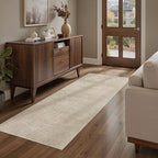 Art&Tuft 2x6 Runner Rug - Washable Runner Rugs, Non-Slip Runner Rug for Hallway, High Low Pile Textured Stripe 2x6 Rug Runner Throw Carpet for Entrance Entryway Bedroom Living Room Kitchen, Beige
