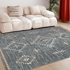 ILANGO Area Rug 3'x5' for Living Room Bedroom Washable Moroccan Boho Rugs for High Traffic Area Non Slip & Non-Shedding Rugs Fade Resistant Carpet for Doorway Entryway Kitchen Laundry