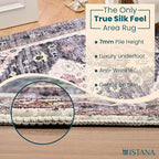 Istana Washable Rugs 3x5 - Dark Grey Blue/Rose Mauve Bedroom Rug - Kid & Pet Friendly 3x5 Area Rug - Rug Non Slip - Foldable Bedroom Rugs - Eco Friendly Area Rug