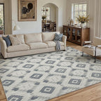 Ivory Grey 6x9 Area Rug Washable Living Room Moroccan Shag Carpet Non Slip Soft Neutral Boho Plush Pile Large Throw Rug for Office Bedroom Dining Room Playroom