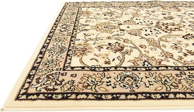 Unique Loom Sialk Hill Collection Area Rug - Washington (4' 1" x 6' 1" Rectangle Ivory/Black)