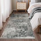 GENIMO 3x5 Rug for Entryway Washable Area Rug, Modern Abstract Small Rugs for Entrance Living Room, Bedroom Beside Rugs, Non-Slip Low Pile Lightweight Soft Carpet, Black Grey