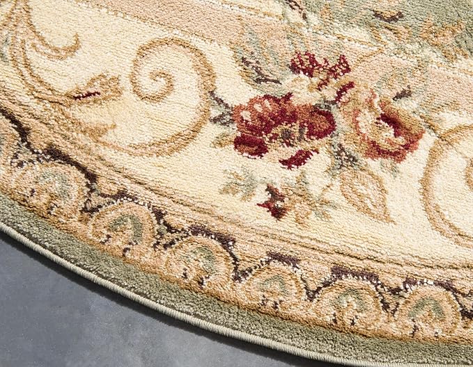 Rugs.com Chateau Collection Rug - 3 Ft Round Green Medium Pile Rug