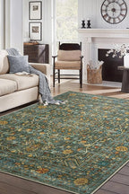 Keen Home Design 5x7 Rug - Machine Washable Area Rug with Non-Slip Backing, Ideal for Living Room, Dining Room, Bedroom - Vintage, Easy Clean, Durable, Low Pile Rug - (5' x 7')