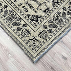 Alfa Rich 3x5 Beige Black Washable Area Rugs for Living Room Bedroom Kitchen Dining Cotton Runner
