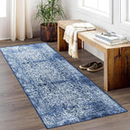 vivorug Runner Rug 2'x7' Vintage Washable Non-Slip Runners for Hallways Kitchen Entryway Laundry Room Carpet Hallway Runner Navy Blue
