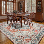 YJ.GWL Area Rugs for Living Room 6x9 Machine Washable Rugs, Non Slip Floral Vintage Rug Indoor Carpet, Stain Resistant Large Rug for Bedroom Dining Room, Copper Tan