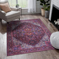 Fame Rugs Turkish Rug. Washable Vintage Oriental Antique Inspired Traditional Doormat Small Modern Area Rugs Luxury Entryway Entry Bedroom Bathroom Kitchen (398RR, 2'5 x 9'8)